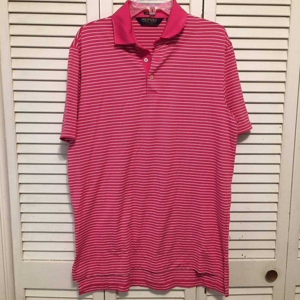 Polo Golf Ralph Lauren Pink Striped Shirt Medium